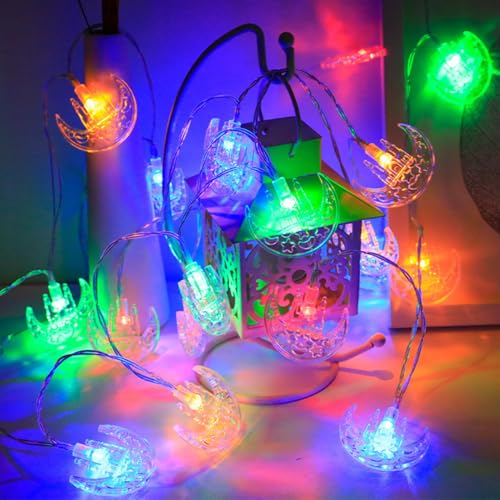 Ramadan Lights 10Ft 20 LEDs Star Moon Lantern String Light Battery Operated Fairy Lights Indoor Ramadan Kareem Eid Mubarak Decorations for Home Eid al-Fitr Party Multicolor-08 - color: Multicolor-08