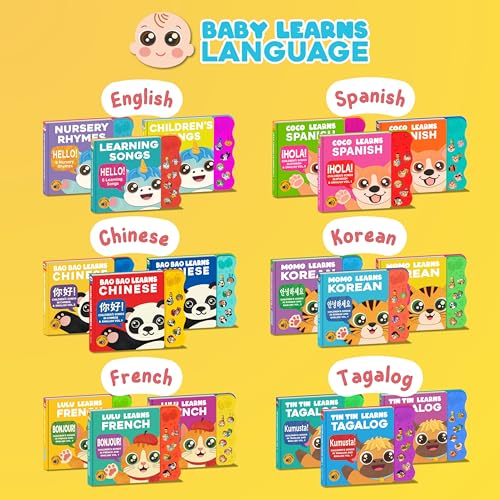 Vol. 2 — Interactive Sound Board Book for Toddlers 1-3, Bilingual English & Hangul Songs & First Words, Talking Musical Learning Toy and Gift for Babies & Kids