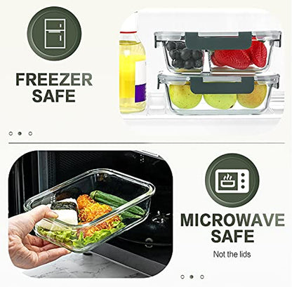 10 Packs 30 oz Glass Meal Prep Containers with Lids | Glass Food Storage Containers with Lids, Airtight Lunch Bento Boxes, Microwave, Freezer and Dishwasher, Gray - color: Gray