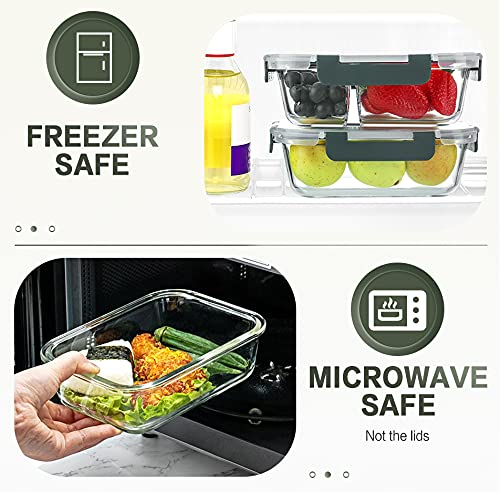 10 Packs 30 oz Glass Meal Prep Containers with Lids | Glass Food Storage Containers with Lids, Airtight Lunch Bento Boxes, Microwave, Freezer and Dishwasher, Gray - color: Gray