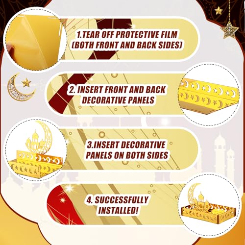 DoubleFill 3 Sets Ramadan Serving Tray Gold Eid Mubarak Holder Al-fitr Home Decoration for Moon Star Tray Gold Container for Home Islamic Muslim Party Tableware Kitchen Dessert Food Storage(Novetly) - style: Novetly