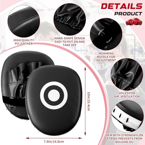 Poen 7 in 1 Taekwondo Kick Pad Boxing Training Equipment Punching Mitts Martial Arts Wrist Band Adjustable Soft Pads Set for Karate Muay Thai MMA Training - color: Black