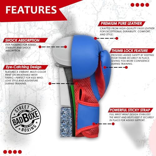 Boxing Gloves 6oz | Boxing Gloves for Kickboxing Muay Thai MMA | Bag Gloves for Punching Bag - color: Blue/Red