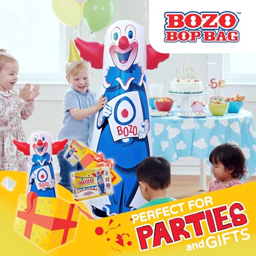 INFLATABLE DUDES Bozo the Clown 47 Inches – The Original Bop Bag Design | Kids Punching Bag | Already Filled with Sand | Punching Bag for Kids | Target | His Nose Squeaks! - (Officially Licensed)