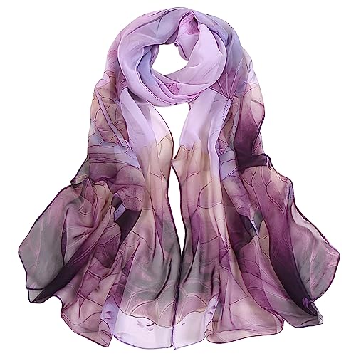 Chiffon Scarfs for Women Lightweight Scarf Shawl Fashion Scarves Sunscreen Shawls for Ladies - color: Purplegradient