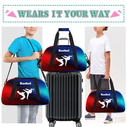 Personalized Martial Art Bag Duffel Bag for Girls, Custom Taekwondo Karate Bag Overnight Bags for Travel Weekender Practice White Battle - color: Option 2