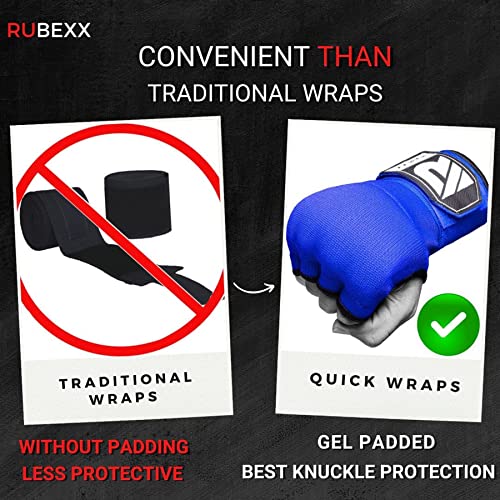Slip on Boxing Hand Wraps Padded Thick Knuckle Inner Gloves 36 inches Elastic Wrist Strap Quick Wrap Under Mitts for Martial Arts, Muay Thai, MMA, Kickboxing Men Womem - color: Blue, size: X-Large