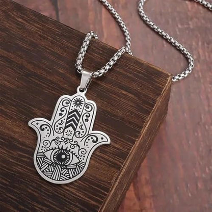 Spiritual Fatima Hand Hamsa Pendant Evil Eye Vintage Jewelry Men Women Amulet Necklace