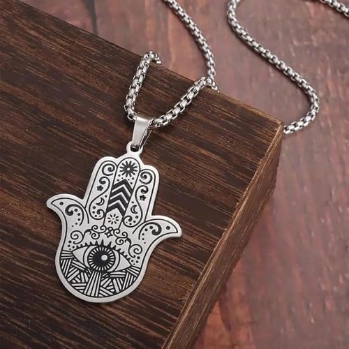 Spiritual Fatima Hand Hamsa Pendant Evil Eye Vintage Jewelry Men Women Amulet Necklace