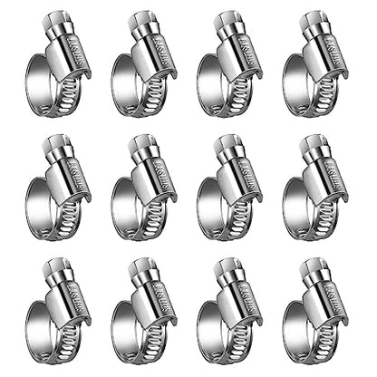 Non-Slip Stainless Steel Worm Gear Hose Clamps 3/8 to 5/8"(10-16mm) | SAE Size 4, 5/16"Hex Head, Soft Hose Protection, Adjustable for Automotive, Fuel Line, Garden, Heater, Radiator, 12Pack - size: SAE#4(3/8 To 5/8)