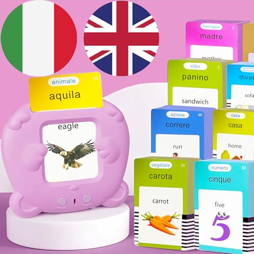Bilingual English Talking Flash Cards for Kids - Italian, Pink - color: Italian, size: Pink