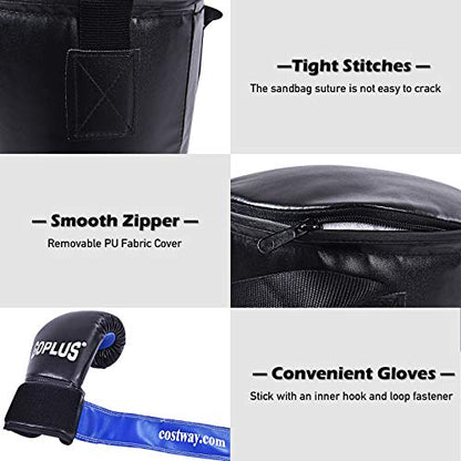 Goplus Punching Bag Set with Gloves, 22LBS/ 40LBS Filled Kick Boxing Bag, Rucksack, Jump Rope, Firm Hook, Heavy Bag for Adults MMA Training, Muay Thai, Krav MAGA, Taekwondo, Karate - style: 22 LBS
