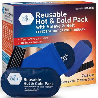 MED PRIDE Reusable Hot & Cold Therapy Gel Pack with Belt Sleeve, 2-Pack