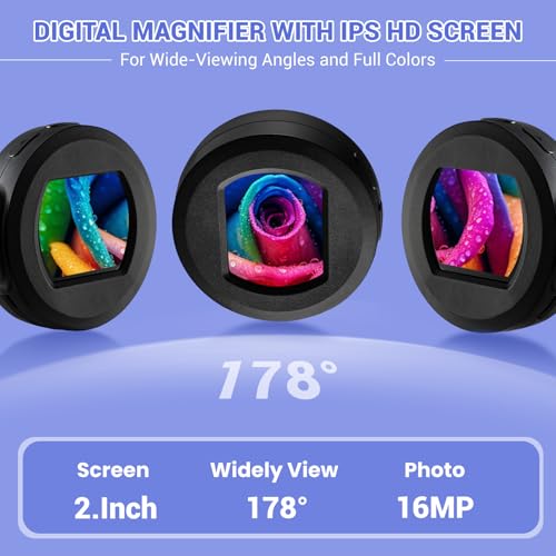 100X Digital Magnifying Glass- Coin Magnifying Glass with 2'' Screen, Portable Handheld Kids Microscope, Jewelers loupe with Light, for Trichome, USB Coin Magnifier for Collector, Mini Scope for Bug