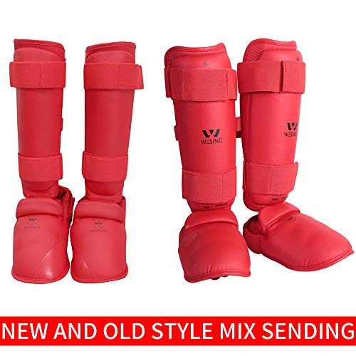 Wesing Karate Shin Instep Guard WKF Karate Shin Pad - color: Red, size: X-Large
