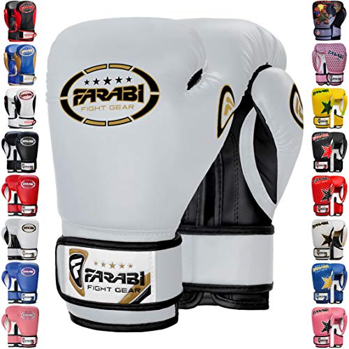 Farabi Boxing Gloves Kids Junior Muay Thai Kick Boxing Training MMA Punching Bag - color: White, size: 4OZ