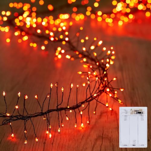 Brightown Halloween Fairy Lights Battery Operated,10 Feet 120LED Firecracker String Lights Waterproof Silver Wire Firefly Light for Bedroom Home Haunted House Indoor Outdoor Holiday Decorations,Orange - color: Orange, size: 120 LEDs