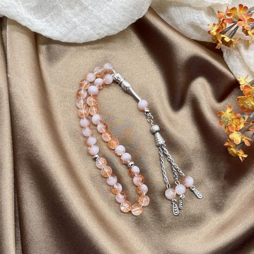 Islamics Prayer Beads 33 Tasbih Ice Cracked Glass Rosary Necklace for Muslims Worship and Spiritual Reflection Daily Worship Tasbih - color: Royal Blue