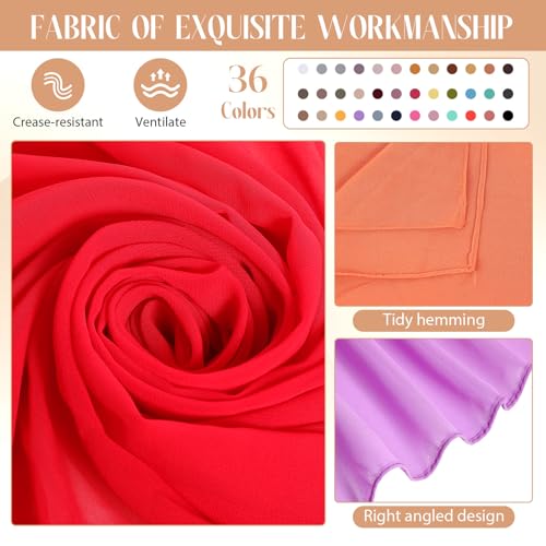 Cutecrop 36 Pack Chiffon Hijab Head Scarf for Women Solid Color Soft Chiffon Long Scarf Shawl Wraps for Women Muslim Lightweight Breathable, 36 Colors