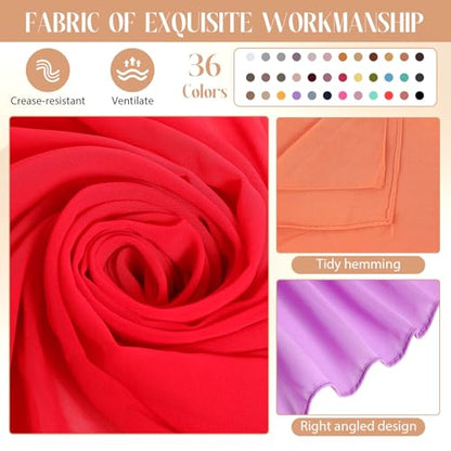 Cutecrop 36 Pack Chiffon Hijab Head Scarf for Women Solid Color Soft Chiffon Long Scarf Shawl Wraps for Women Muslim Lightweight Breathable, 36 Colors