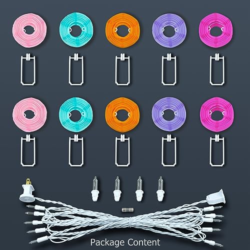 HOSY 10-Pack Multicolor 3-in Lantern, 11 ft White Wire Plug-in String Light | Self-assembly Required, Nylon Fabric, 3-in Diameter, 12-in Spacing, End-to-end Connectable, UL Certified - color: Multicolor