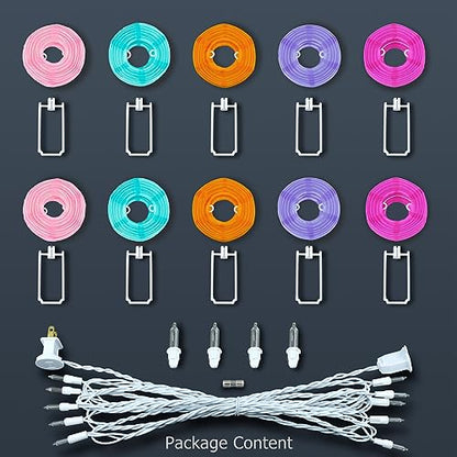HOSY 10-Pack Multicolor 3-in Lantern, 11 ft White Wire Plug-in String Light | Self-assembly Required, Nylon Fabric, 3-in Diameter, 12-in Spacing, End-to-end Connectable, UL Certified - color: Multicolor