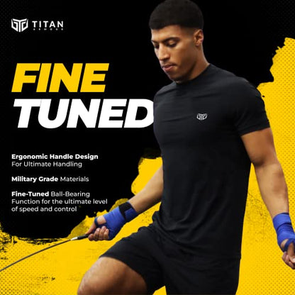Titan Armour® Speed Rope - Professional Self-Locking & Adjustable, Adult Speed Jump Ropes for Fitness | 2 x Steel Ropes, Cable Protector & Travel Case | Jump Rope Crossfit, Boxing, Fitness MMA for Men & Women - color: Blue