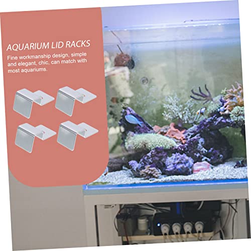 TEHAUX 4pcs Stainless Steel Aquarium Lid Holders Fish Tank Cover Support Brackets for Glass Sturdy and Practical Fish Tank Accessories