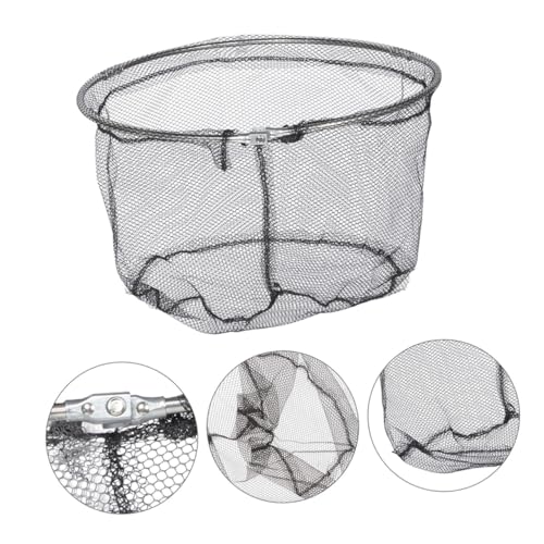 Beaupretty 4pcs Foldable Fishing Net Heads Stainless Steel Landing Net Replacement with Deep Black Mesh 40cm for Freshwater and Saltwater Anglers