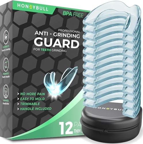 HONEYBULL Anti Grinding Guard Set for Light Grinding, Comfortable Custom Mouth Guard for Nighttime Teeth Grinding (12 Pack - Thin) - size: Thin