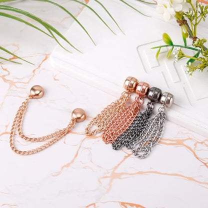 8pcs Multi-Function Magnetic Clothing Clips, Magnetic Button Clips with Chain Widely Used Magnet Clothing Pins Pant Waist Tightener Clip for Shirt Skirt Pants Dress(4 Colors) - color: 4 Colors