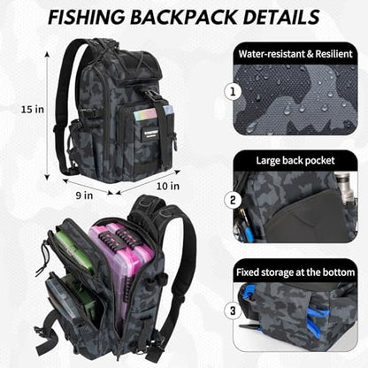 THKFISH Telescoping Fishing Rod and Reel Combo with Backpack, Carbon Fiber Travel Fishing Pole Spinning Reel Kit with Fishing Lures, Fishing Tools Kit for Men - color: Camo Backpack With Fishing reel & rod, size: 1.8M 5.9FT