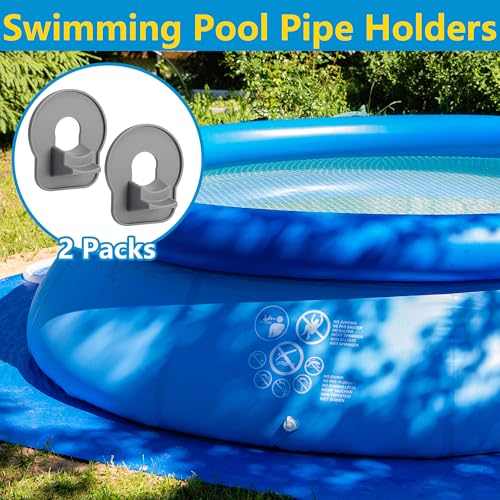 Adnee 2 Pcs Swimming Pool Pipe Holders,ABS Pool Hose Holder with Tape,Pool Hose Support Bracket to Prevent Pipes Sagging Accessory