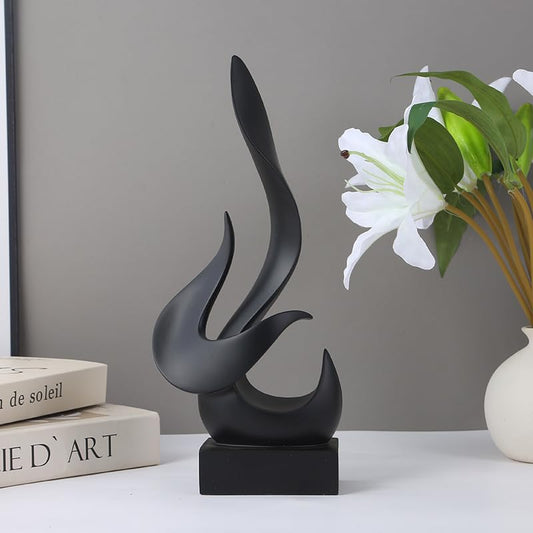 Modern Flame Sculpture Decor Flame Statue Resin Sculptures Abstract Art Figurines Centerpiece Sculpture for Home Decor Living Room Stand Coffee Table Office Decor(Black-B) - color: Medium Black-b