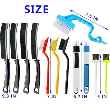 CRAFNEW 12Pcs Crevice & Gap Cleaning Brush, Detail Groove Cleaner Brushes | Ideal for cleaning bathrooms, kitchens, window grooves, corners, sinks, showers, faucets, bathtubs, gas stoves and tiles