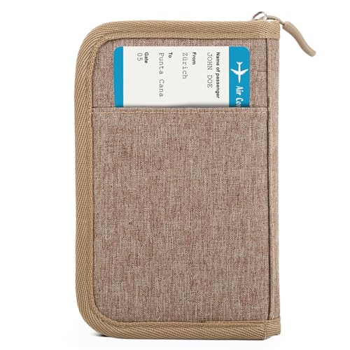 Passport Holder for Travel, Women Rfid Blocking Passport Wallet, Travel Essentials Premium Wallets, Waterproof Passport Holders Bag for Men Traveling, Travel Document Organizer Credit Cards Case - color: Single - Cream Khaki