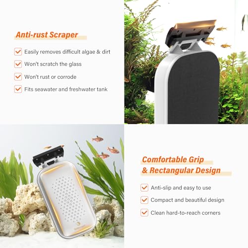 fishkeeper Magnetic Aquarium Fish Tank Glass Cleaner, Large for 0.5-0.67in | Exquisite & Super Strong Magnetism, Double Side Floating Algae Scraper Cleaning Tools forAcrylic and Glass Tanks - size: L (for 0.5" - 0.67" glass)