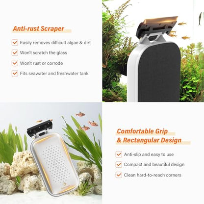 fishkeeper Magnetic Aquarium Fish Tank Glass Cleaner, Large for 0.5-0.67in | Exquisite & Super Strong Magnetism, Double Side Floating Algae Scraper Cleaning Tools forAcrylic and Glass Tanks - size: L (for 0.5" - 0.67" glass)