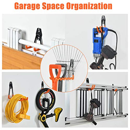 AOBEN 24PCS Garage Hooks, Heavy Duty Double Garage Hanger Organizer Wall Mount Iron Anti-Slip Garage Storage Hooks for Ladder, Power Tool,Bike,Ropes（23 Hooks & 1 hoder Strap-Black - size: 24PCS BL