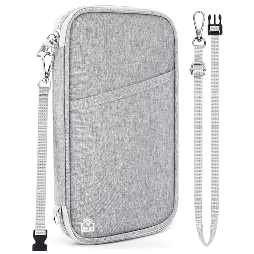 Passport Holder for Travel, RFID Blocking Wallet for Family, Grey - color: Grey