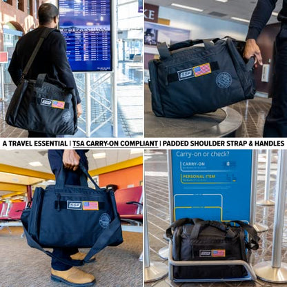 Gym Bag With Moveable & Removable Dividers Made from 1000D Nylon (Utility Duffel - Black) - color: Black, style: Sneaker Bag (Utility)
