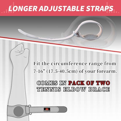 Elbow Brace for Tendonitis and Tennis Elbow Strap for Women Men, 2 Pack Golfers Elbow Brace Counterforce Band with Compression Pad, Effective Tendon Pain Relief, Pink - color: Pink