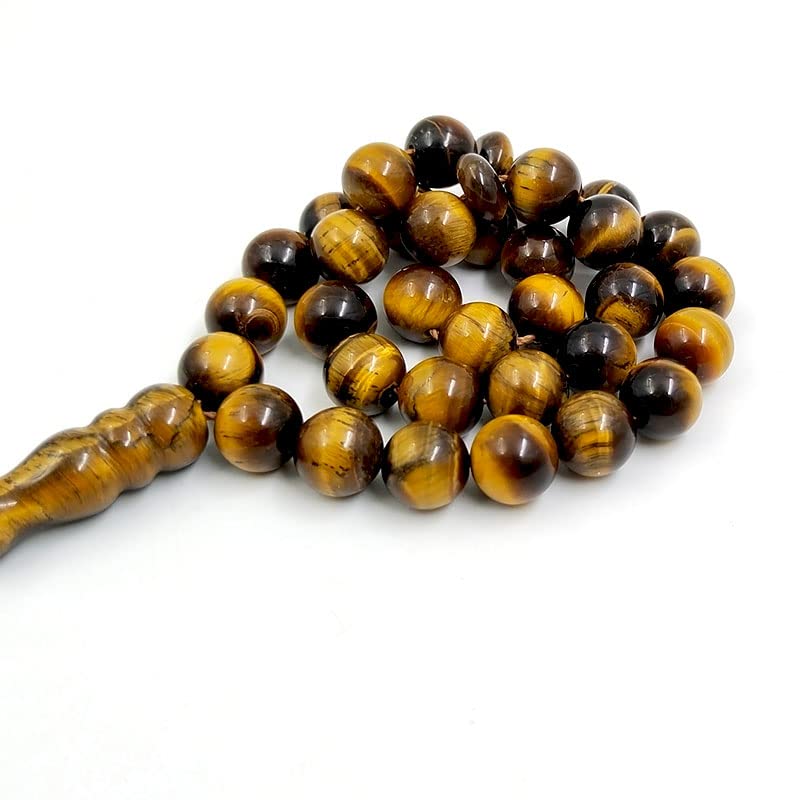 ALBASHAN Tasbih Men Natural Tiger Eye Stone Prayer Beads Muslim Misbaha 33 45 51 66 99 100Beads Professional Rosary Bead (10mmx99beads) - color: 10mmx99beads
