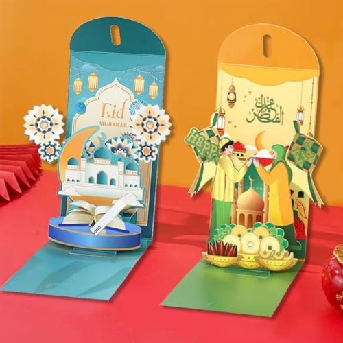 3 Pcs 3D Eid Mubarak Money Envelopes Ramadan Money Envelopes Muslim Eid Mubarak Gifts Ramadan Gifts Money Wallets for Cash