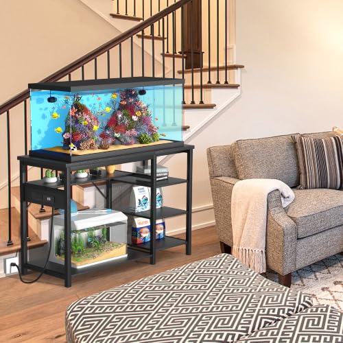GRLEAF 20-40 Gallon Aquarium Stand: 800LB Capacity, Built-In Power Outlets, 3-Tier Shelves for Fish Tank Accessories Storage, Heavy-Duty Steel/Wood Hybrid for Fish & Reptile Tanks | Excludes Tank - size: 30-40 Gallon