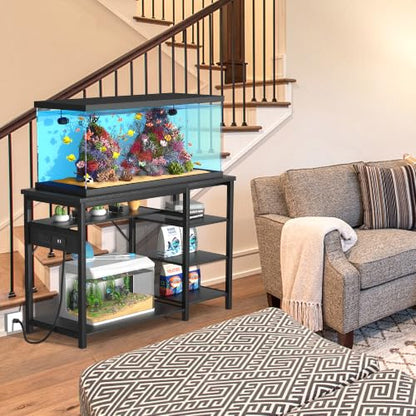 GRLEAF 20-40 Gallon Aquarium Stand: 800LB Capacity, Built-In Power Outlets, 3-Tier Shelves for Fish Tank Accessories Storage, Heavy-Duty Steel/Wood Hybrid for Fish & Reptile Tanks | Excludes Tank - size: 30-40 Gallon
