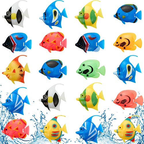 Weewooday 20 Pcs Artificial Moving Fishes Plastic, Random Fish | Floating Lifelike Fishes Tank Ornament Aquarium Decorations - style: Random Fish