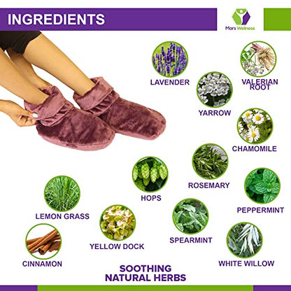 Mars Wellness Heated Microwavable Booties - Microwavable Socks Heated Booties for Women and Men - Herbal Hot/Cold Deep Slippers Women (Mauve) - color: Mauve, size: Pack of 1