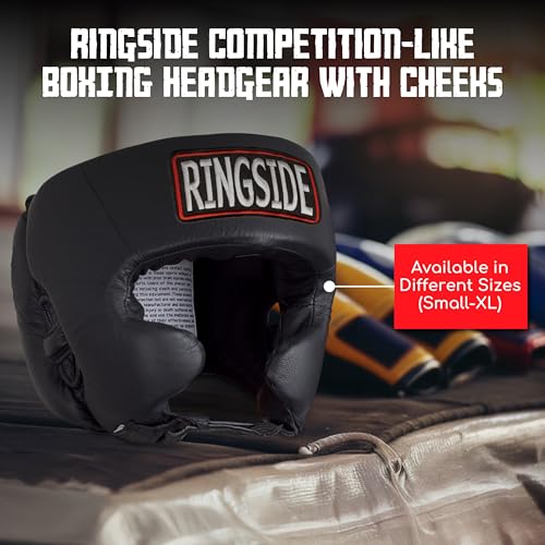 Ringside Competition-Like Boxing Headgear with Cheeks - color: Black, size: Large