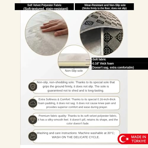 Muslim Prayer Rug for Couple – 2 Piece Luxury Prayer Mat Set for Bride & Groom, Soft Thick Padded 0.16” Foam, Non-Slip Bottom, Premium Velvet Polyester Islamic Prayer Mats, Wedding Gift Set